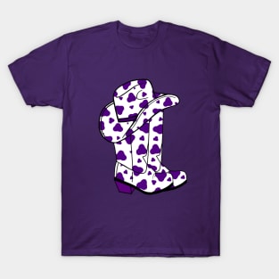 PURPLE Cow Spots Cowboy Hat And Boots T-Shirt